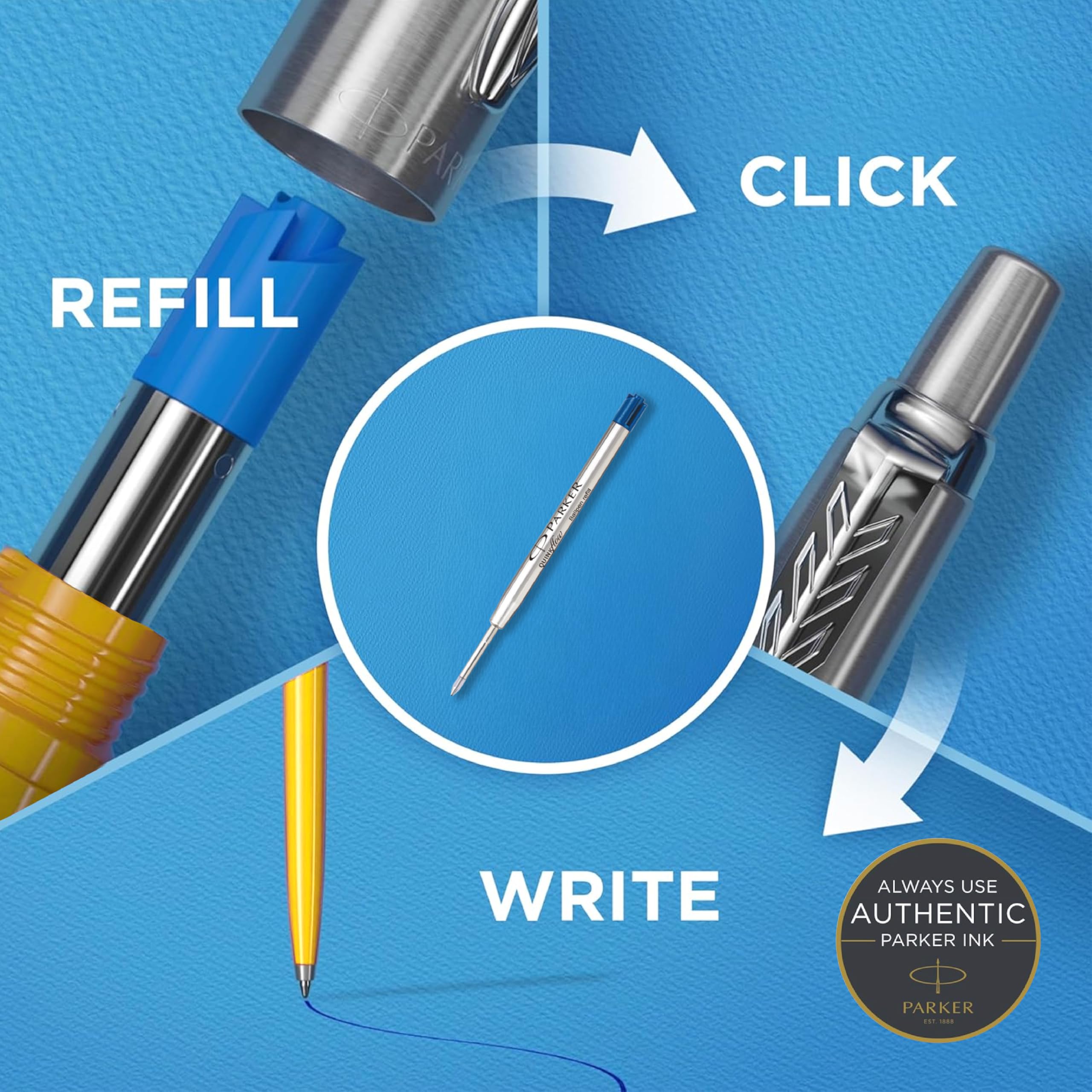 Parker Jotter Standard Chrome Trim Ball Pen and Notebook, Yellow Body, Blue Ink, Fine Point - Ideal Gift Set for Professionals and Students – view 4