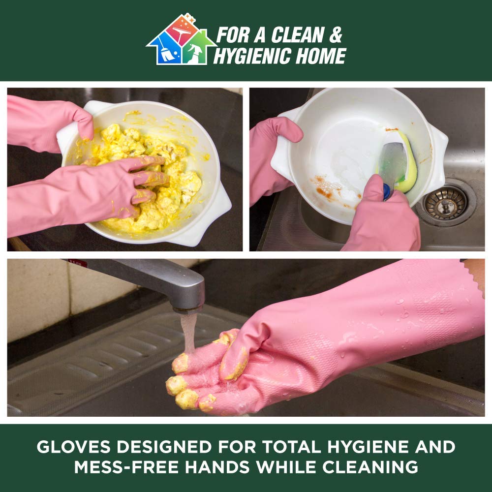 Scotch-Brite Lemon Scented Kitchen Gloves, extra long cuffs for mess-free hands , better grip, inner lining for Sweat absorption (Large, 1 pair) – view 3
