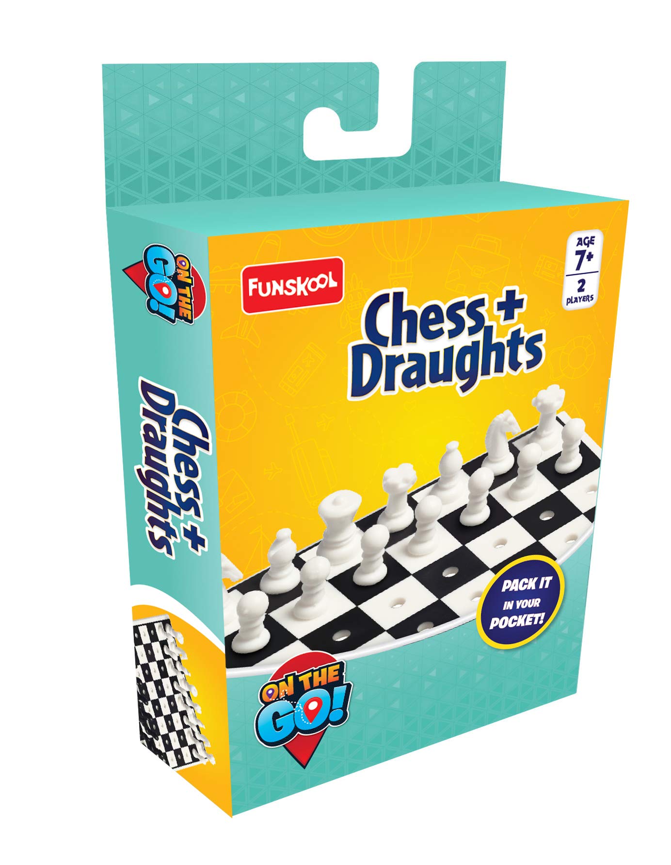 Compact Funskool travel chess and draught game for two players
