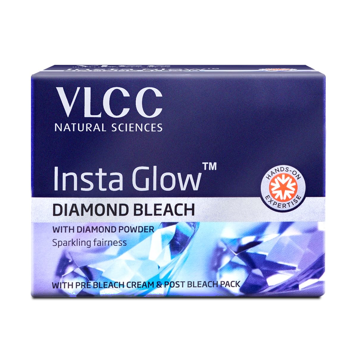 Front view of VLCC Insta Glow Diamond Bleach 30 g tube