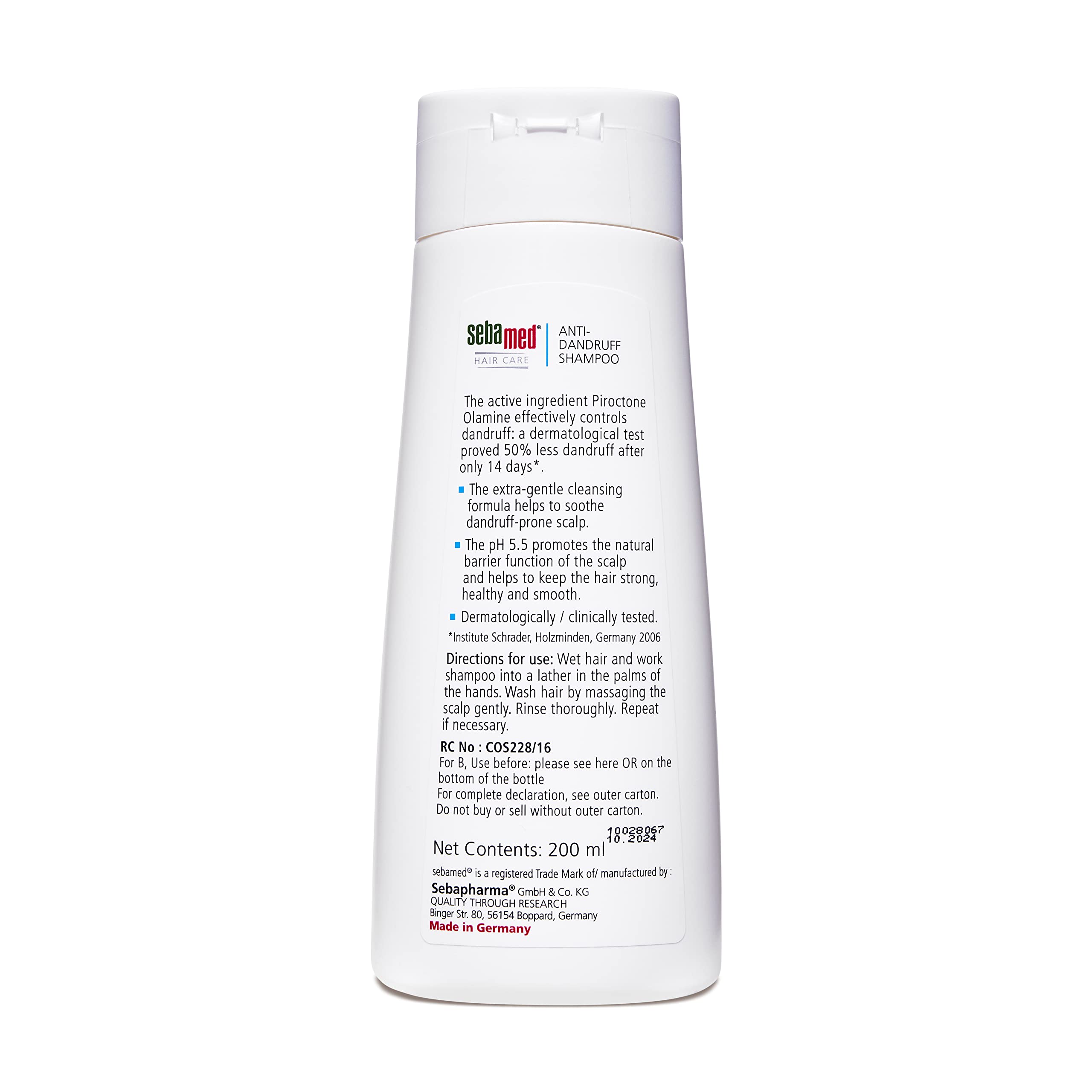 Sebamed Anti Dandruff Shampoo 200 ml I pH 5.5 I Reduces dandruff, scalp itching and irritation I Piroctone Olamine – view 3