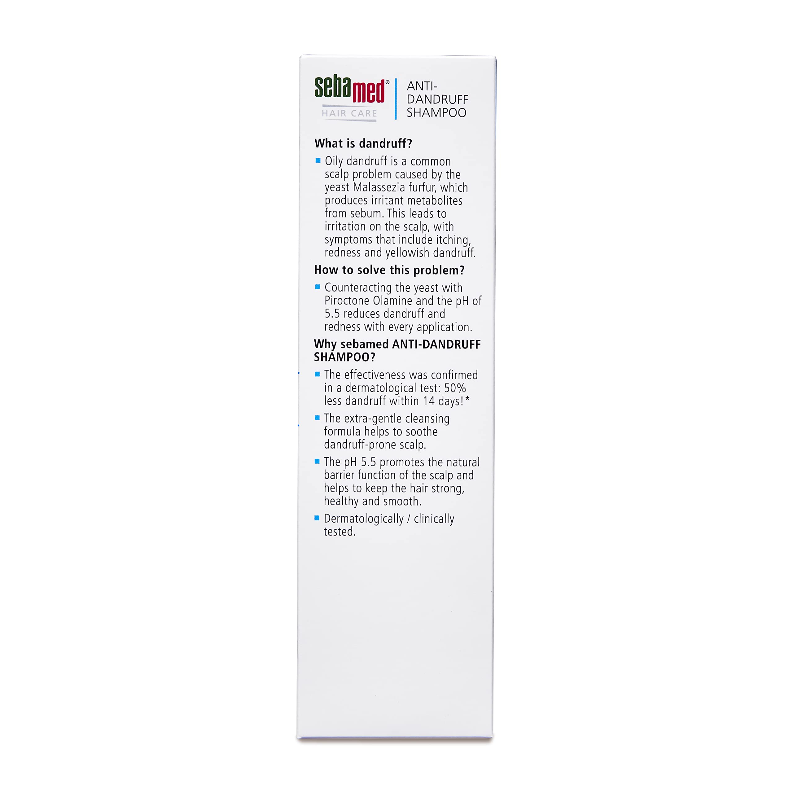 Sebamed Anti Dandruff Shampoo 200 ml I pH 5.5 I Reduces dandruff, scalp itching and irritation I Piroctone Olamine – view 4