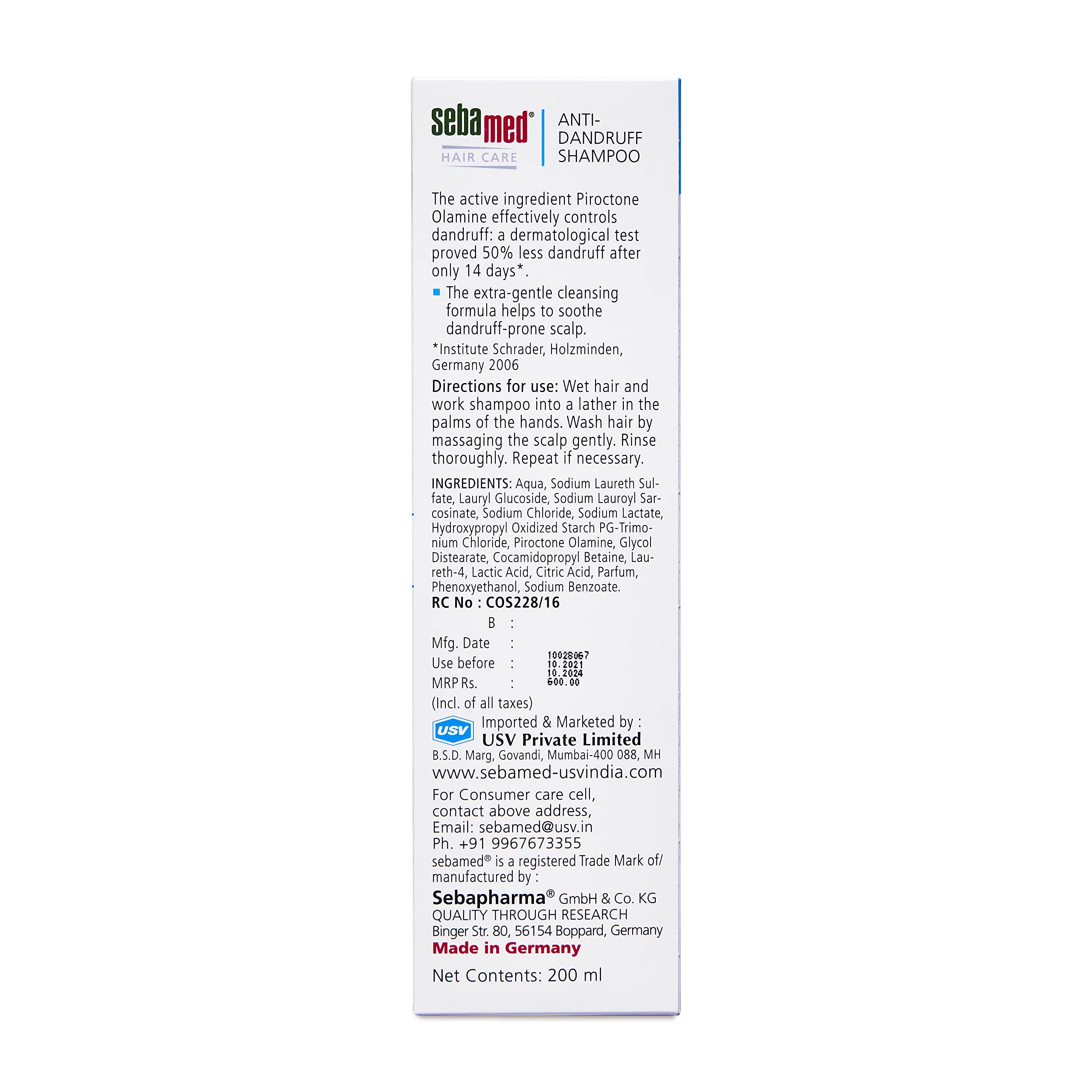 Sebamed Anti Dandruff Shampoo 200 ml I pH 5.5 I Reduces dandruff, scalp itching and irritation I Piroctone Olamine – view 5