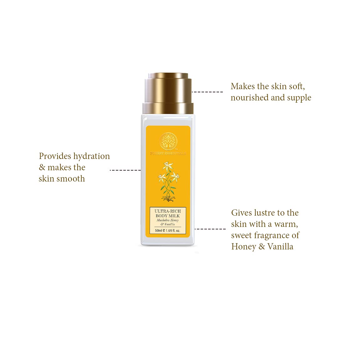 Forest Essentials Travel Size Ultra-Rich Body Milk Mashobra Honey & Vanilla – view 3