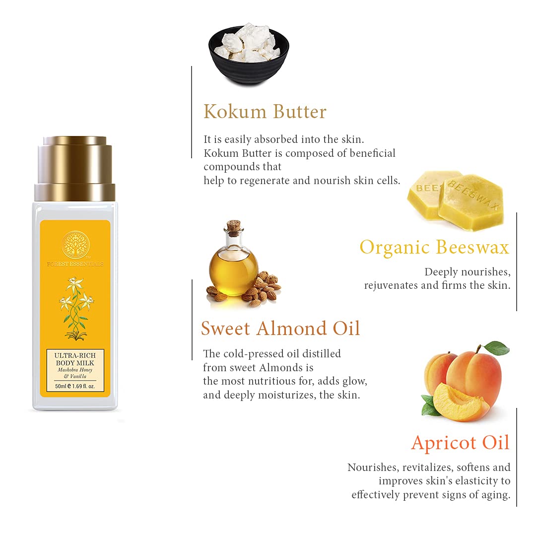 Forest Essentials Travel Size Ultra-Rich Body Milk Mashobra Honey & Vanilla – view 4