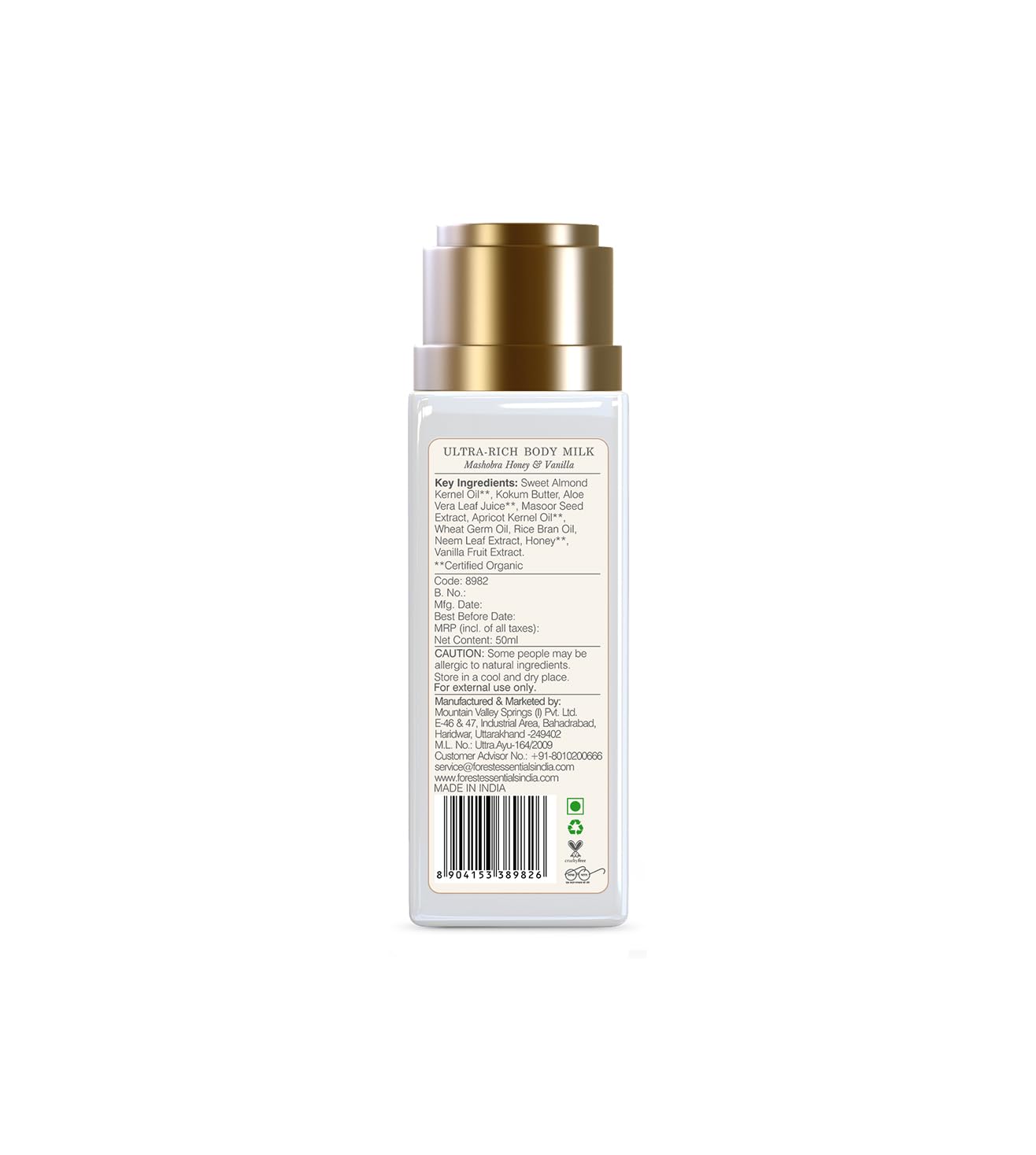 Forest Essentials Travel Size Ultra-Rich Body Milk Mashobra Honey & Vanilla – view 5