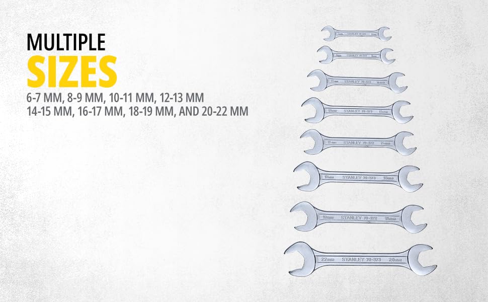 STANLEY 70-379E 8-piece Matte Finish Chrome Vanadium Steel Double Open-End Spanner Set with Maxi-Drive System, Anti-Slip & Anti-Corrosion properties, GREY – view 3