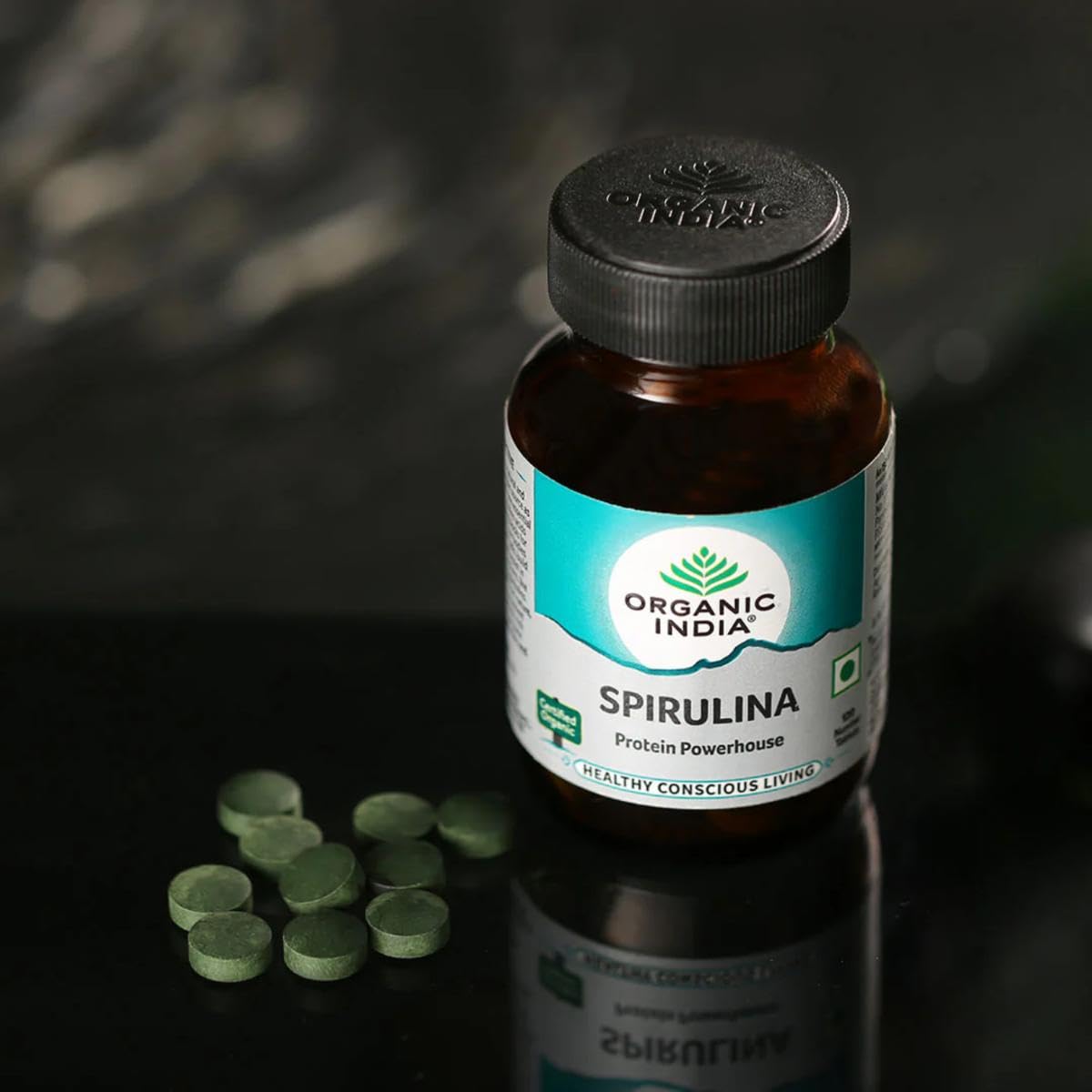 A TATA Product - Organic India Spirulina - 120 Tablets, Natural Amino Acids, Protein Powerhouse, Plant-Based Superfood, Improve Stamina, For Hair, Skin, Nails & Overall Health – view 5