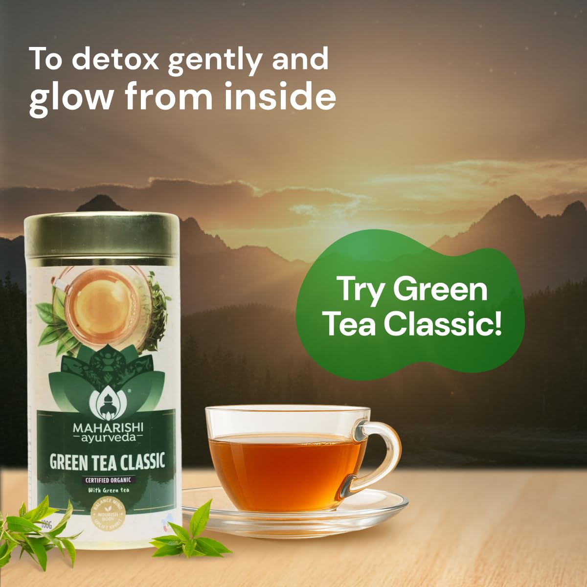 Maharishi Ayurveda Organic Certified Green Tea Classic - 100g – view 2