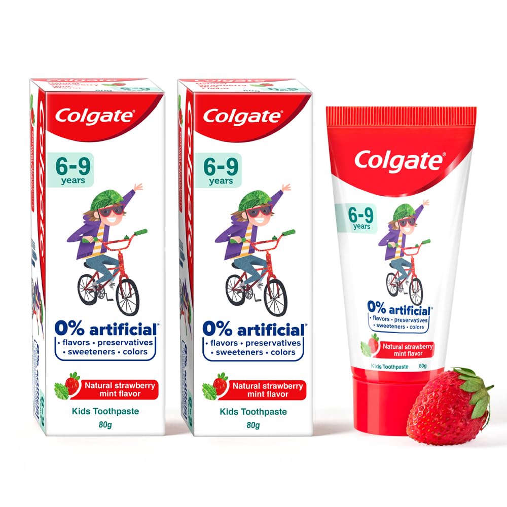 Colgate Kids strawberry mint toothpaste pack for ages 6-9