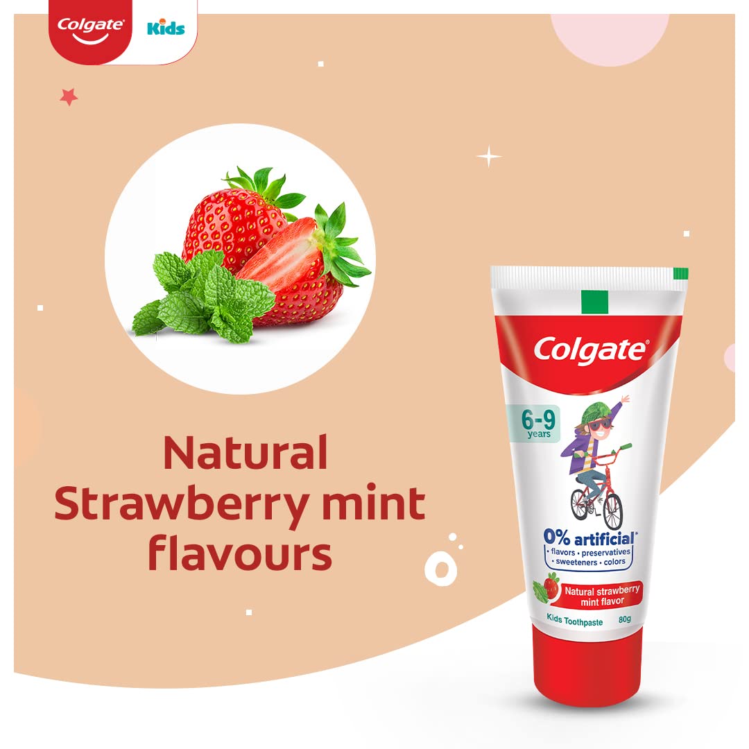 Colgate Kids Anticavity Toothpaste 6-9 Years, 160g (80g x 2), Natural Strawberry Mint Flavour, 0% Artificial – view 7