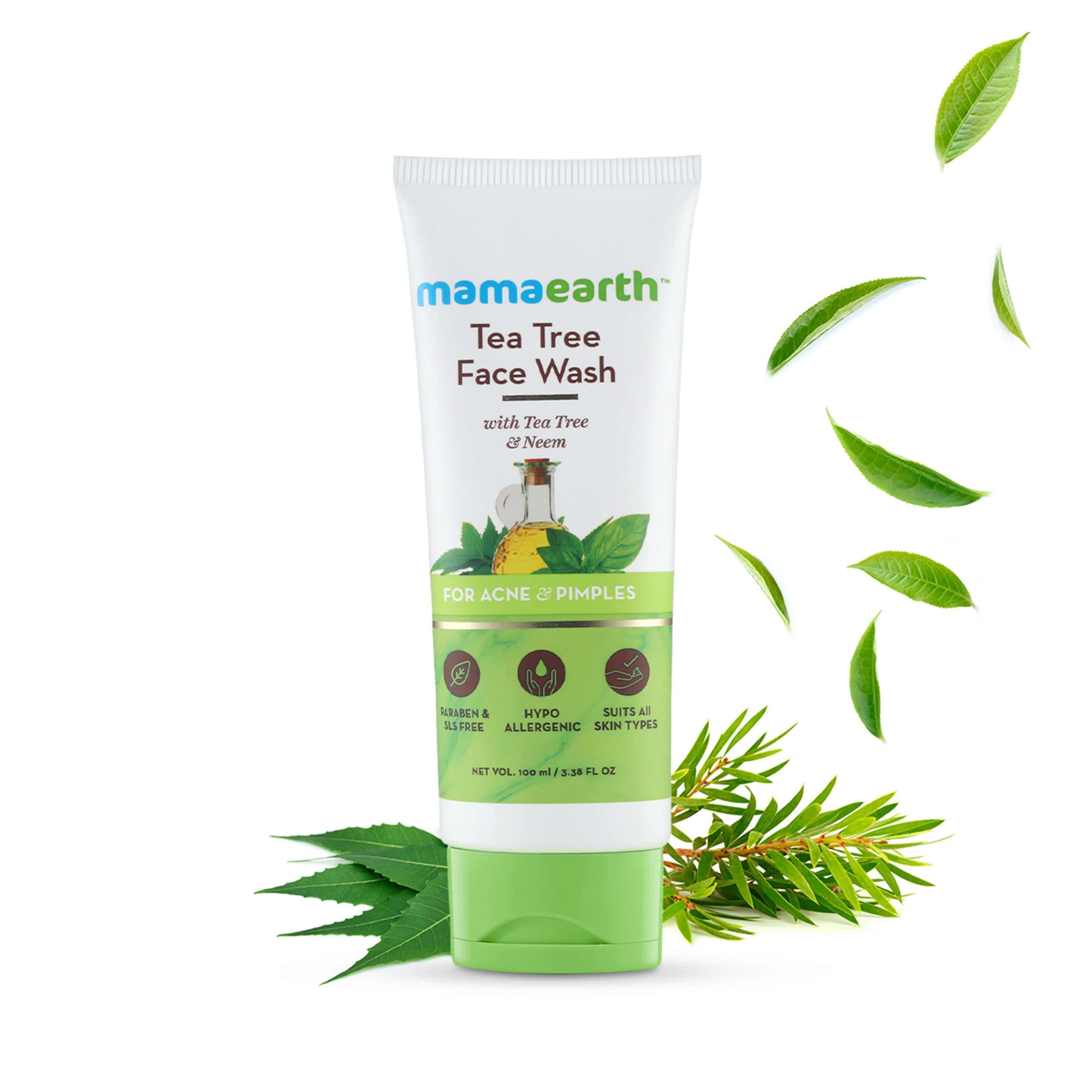 Mamaearth tea tree anti acne face wash front tube 100 ml