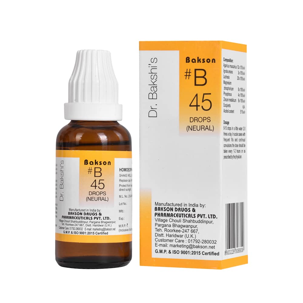 Bakson's homeopathic B-45 Neural Drops 30 ml bottle front
