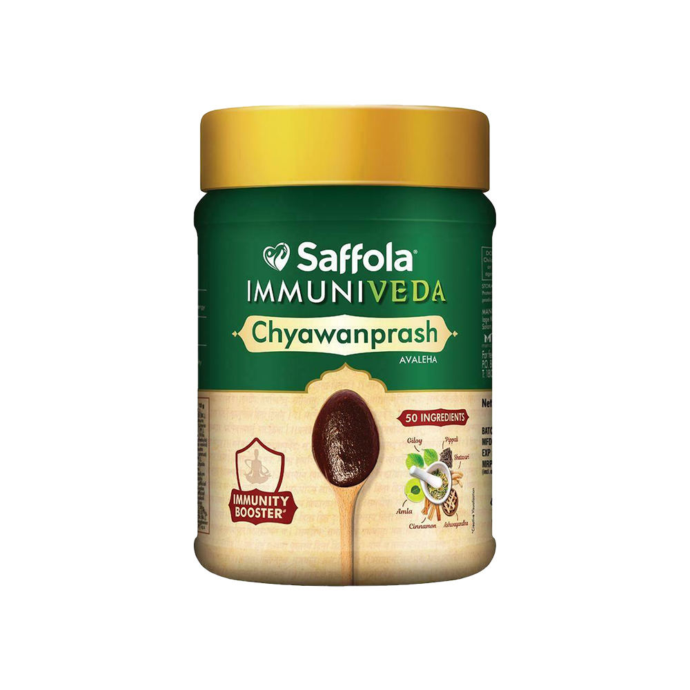 Saffola Immuniveda Chyawanprash jar, 500g Ayurvedic paste with ashwagandha