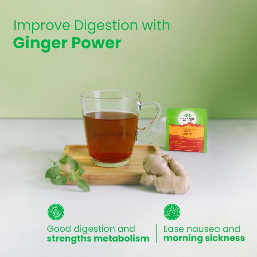 ORGANIC INDIA Tulsi Ginger 50 Teabags – view 3
