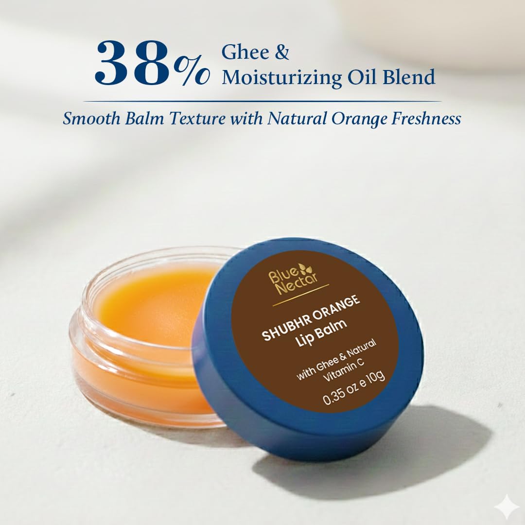 Blue Nectar Shubhr Orange Lip Balm & Gloss with Ghee And Natural Vitamin C for Dry Chapped Lips – view 2