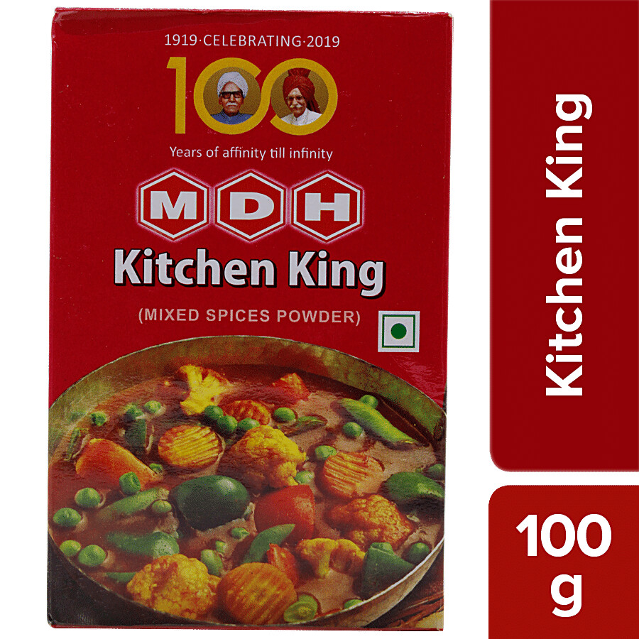 Front of MDH Kitchen King Masala 100 g spice box