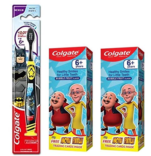 Batman kids toothbrush and bubble fruit toothpaste combo pack