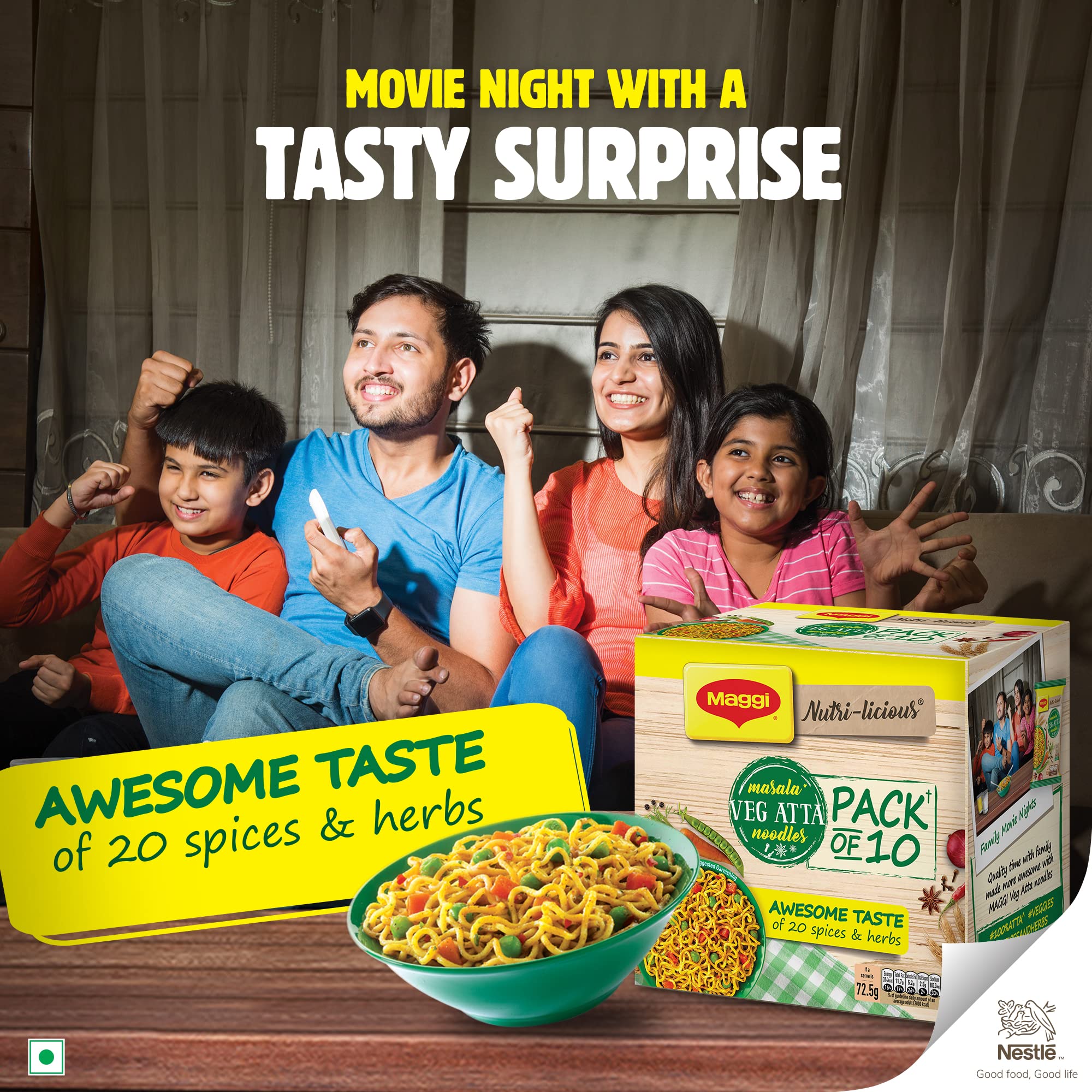 MAGGI Nutrilicious Masala Veg Atta Noodles with 20 Spices & Herbs, 725 grams (Pack of 10) – view 6
