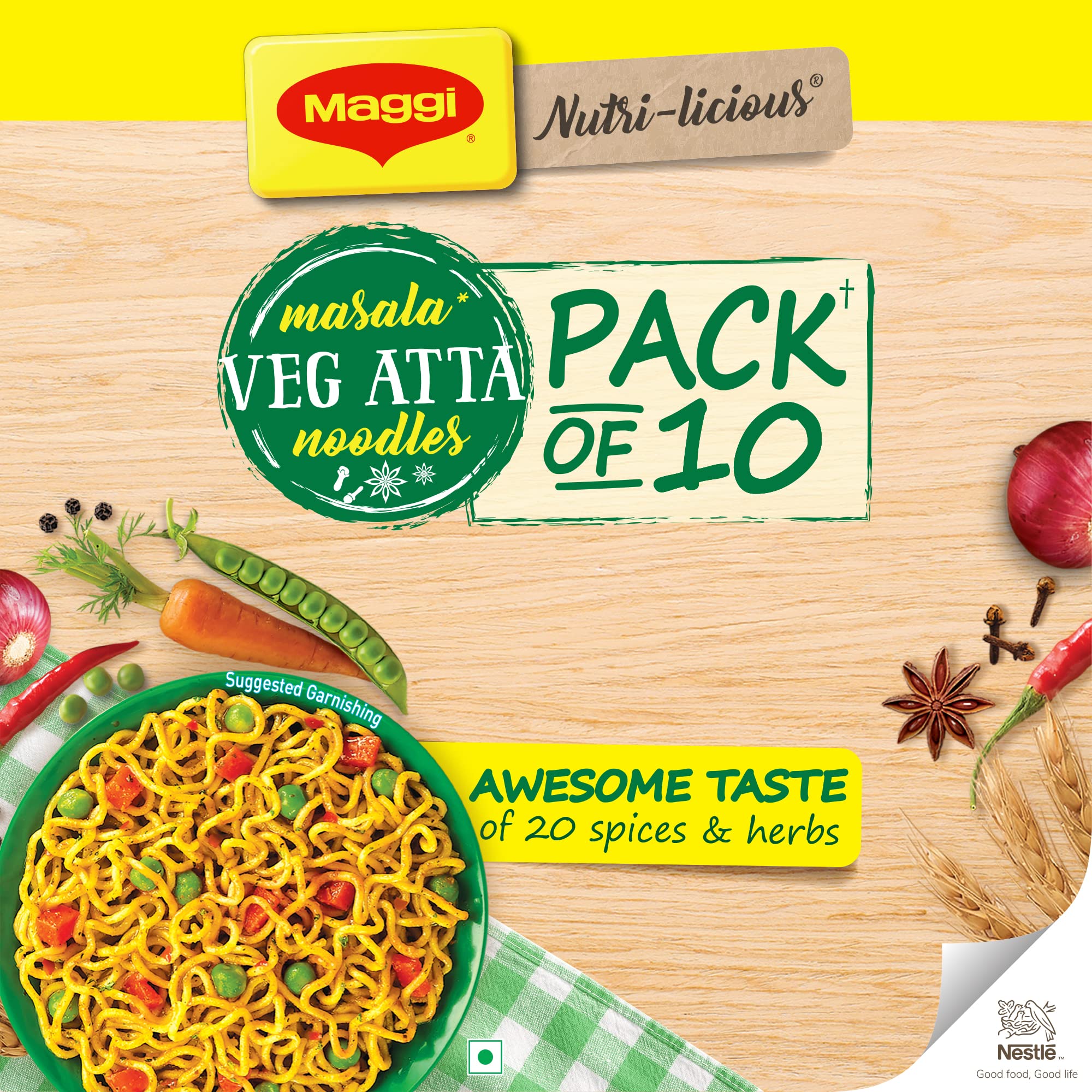 MAGGI Nutrilicious Masala Veg Atta Noodles with 20 Spices & Herbs, 725 grams (Pack of 10) – view 8