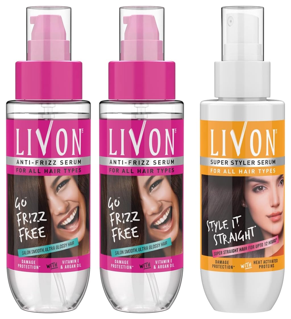 Livon straightening serum duo for frizz control and shine