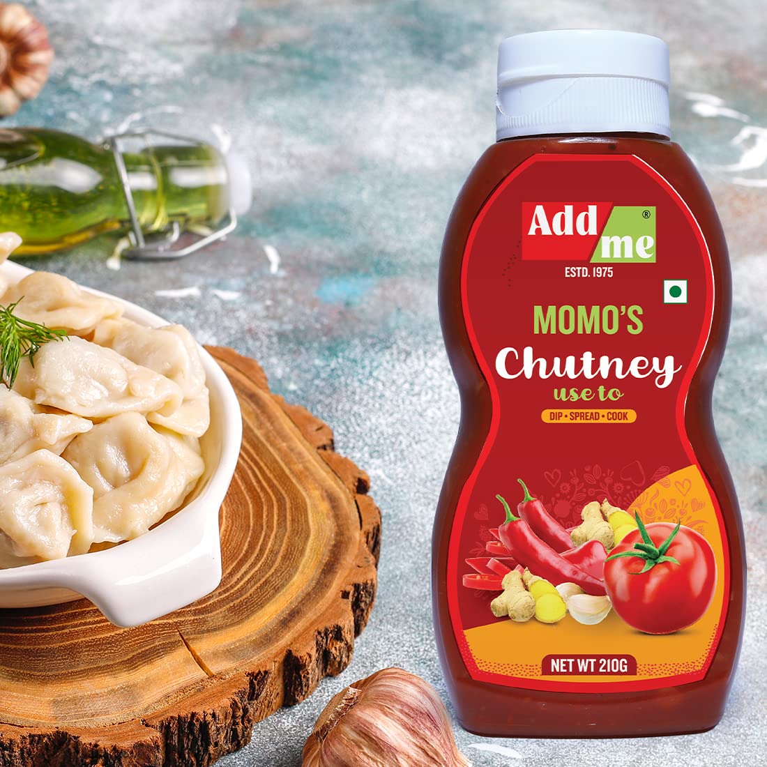 Add me home made Momo's Chutney 210Gm, Spicy Red schezwan Chilli Garlic Tomato Sauce chatni 210 G – view 2