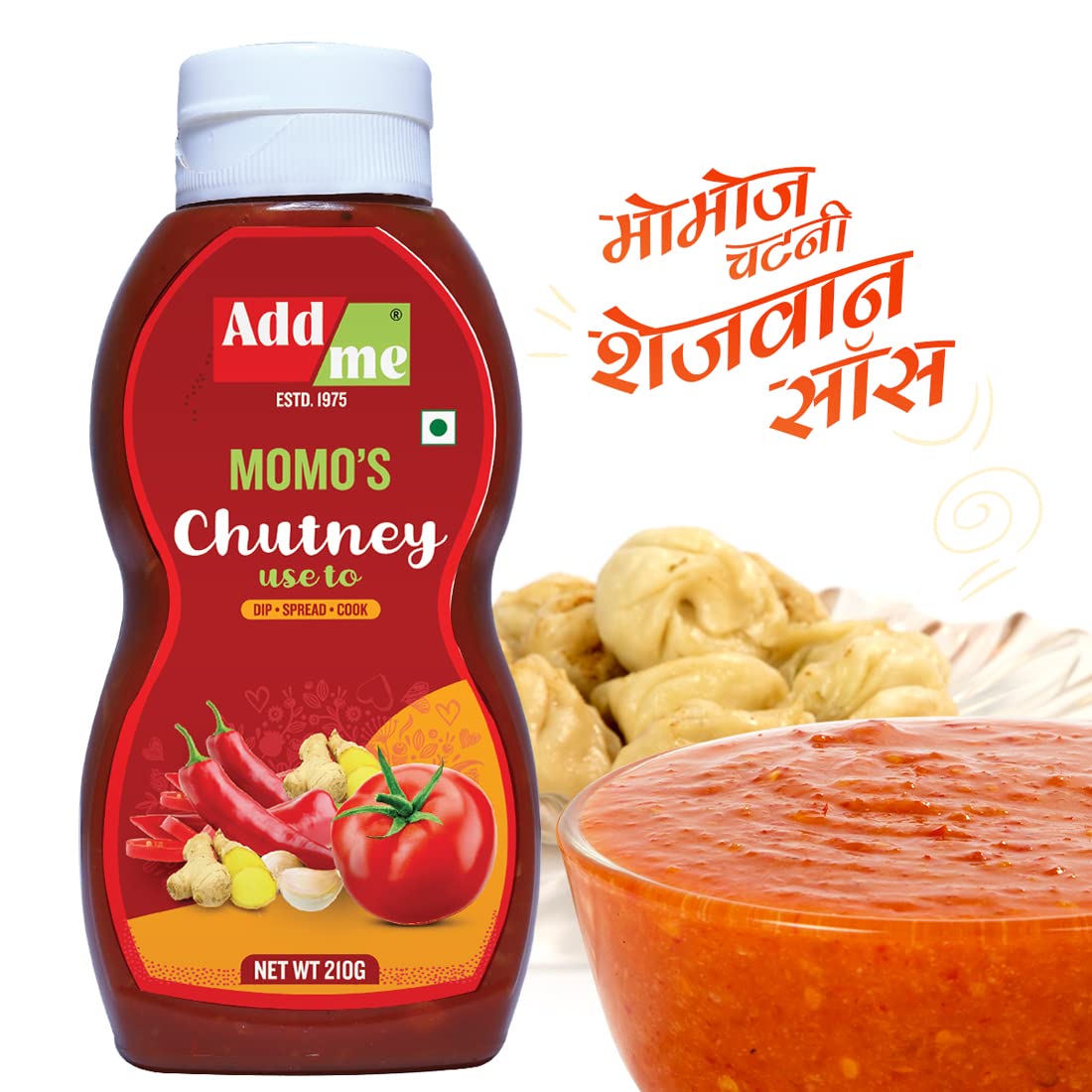 Add me home made Momo's Chutney 210Gm, Spicy Red schezwan Chilli Garlic Tomato Sauce chatni 210 G – view 3