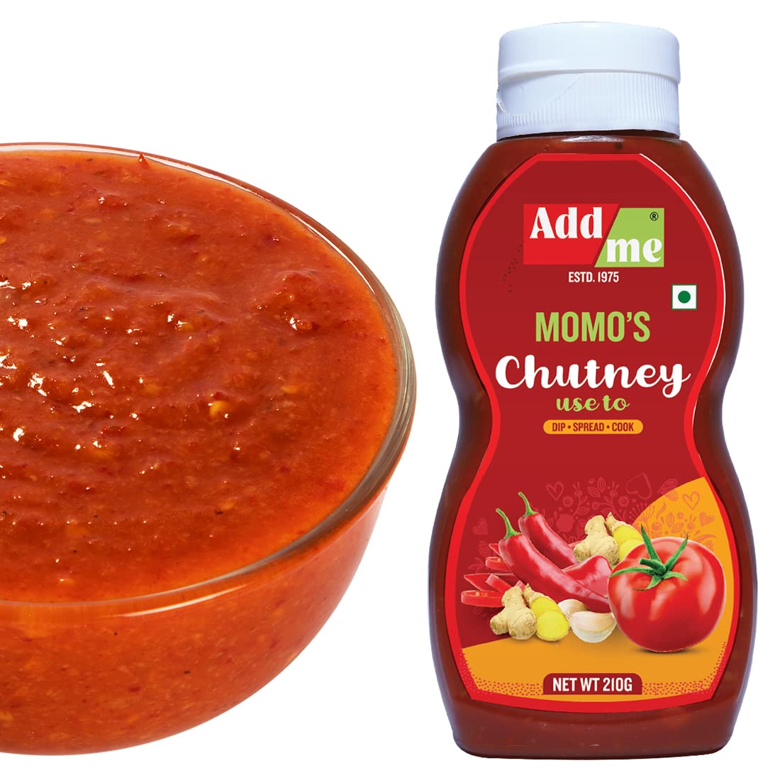 Add me home made Momo's Chutney 210Gm, Spicy Red schezwan Chilli Garlic Tomato Sauce chatni 210 G – view 5