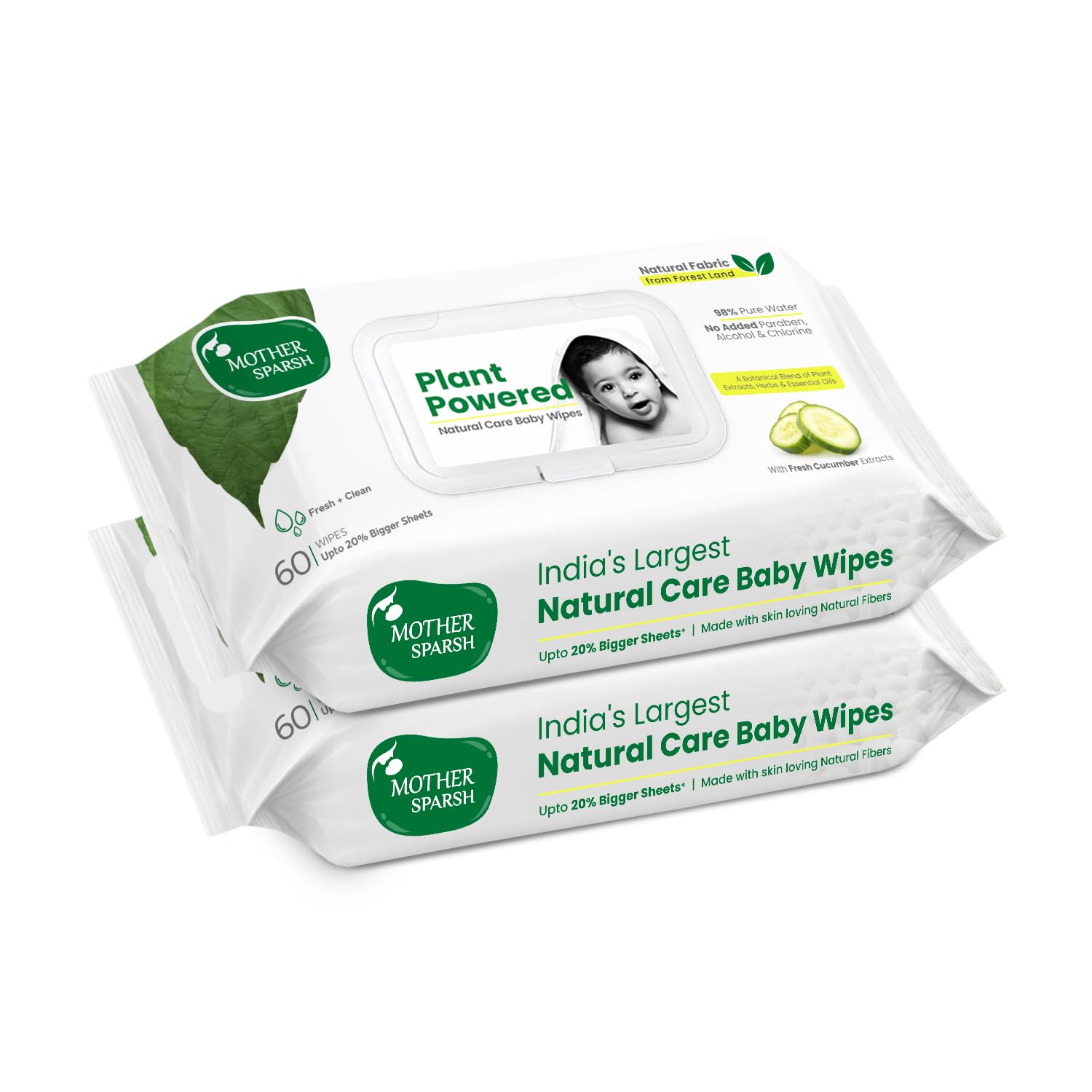 Plant based Mother Sparsh baby wipes pack with cucumber variant