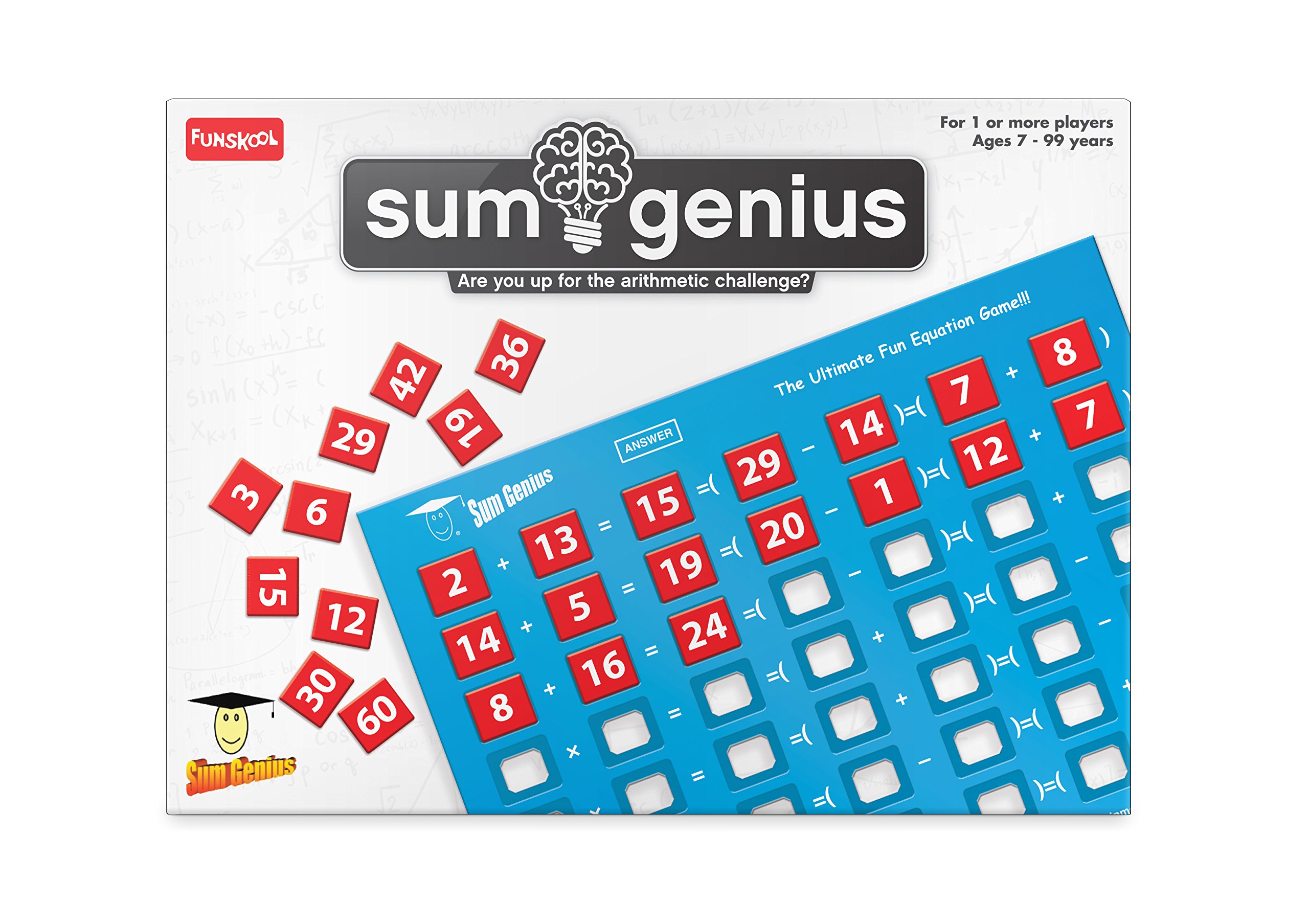 Funskool Games - Sum Genius, Educational Game for Children, Maths, The Ultimate Fun Equation Game, Kids and Family, 1+ Player, 7 & Above,Multicolor