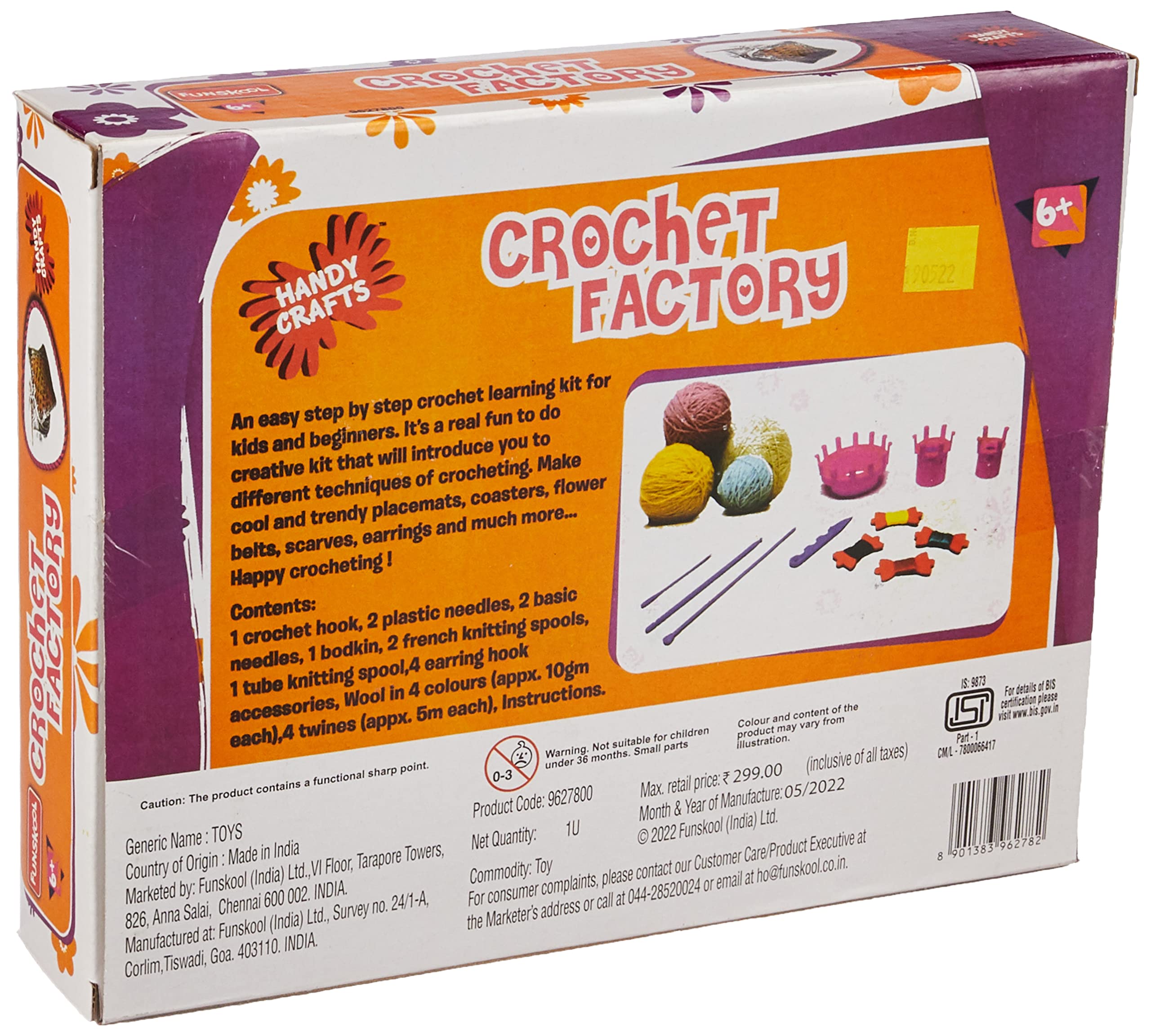 Funskool Handycrafts, Crochet Factory , Crochet Kit , Make Scarves, Placemats, Coasters Block Pcs, 6 Years +, Multi color – view 2
