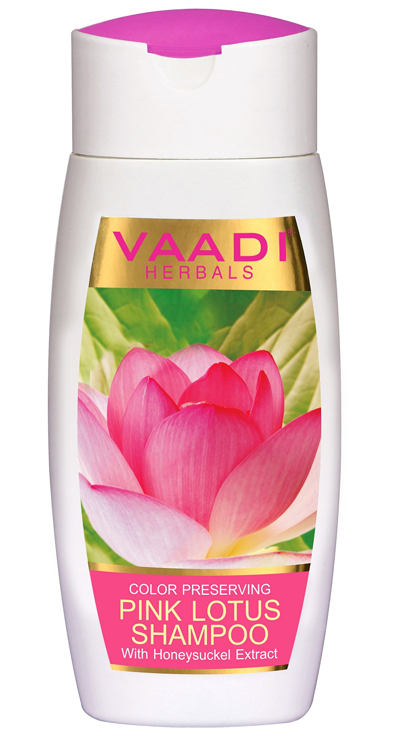 Vaadi Herbals color preserving shampoo bottle with pink lotus formula