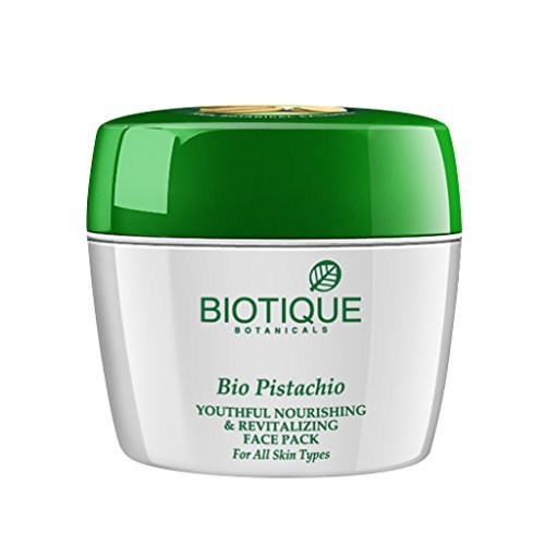 Front view of Biotique Pistachio face pack tub 175 g