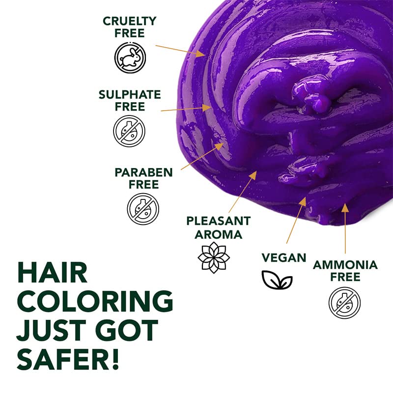 Paradyes Semi-permanent Electric Purple DIY Conditioner Based Hair Colour infused with Aloe-vera, Bhringaraj, Brahmi, Almonds & Amla 120 gm – view 2