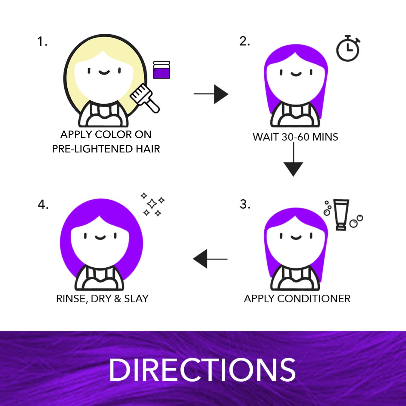 Paradyes Semi-permanent Electric Purple DIY Conditioner Based Hair Colour infused with Aloe-vera, Bhringaraj, Brahmi, Almonds & Amla 120 gm – view 5