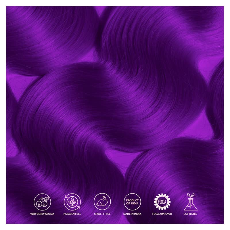 Paradyes Semi-permanent Electric Purple DIY Conditioner Based Hair Colour infused with Aloe-vera, Bhringaraj, Brahmi, Almonds & Amla 120 gm – view 8