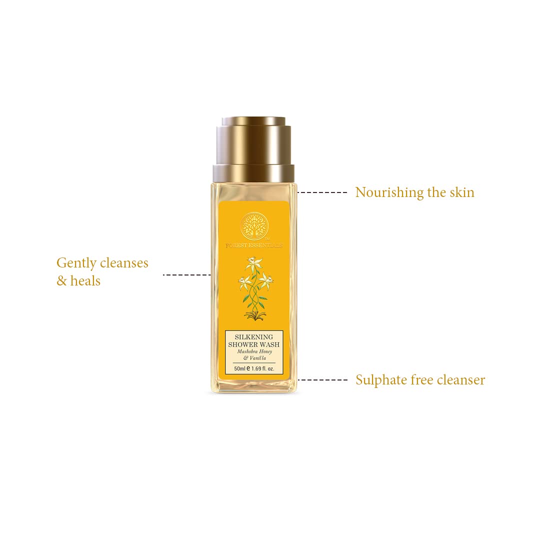 Forest essentials Silkening Shower Wash Mashobra Honey & Vanilla,200 ml & Travel Size Silkening Shower Wash Mashobra Honey & Vanilla – view 7