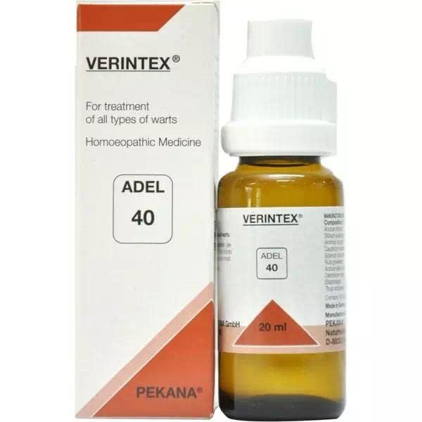 Front pack of ADEL 40 Verintex 20 ml remedy bottle