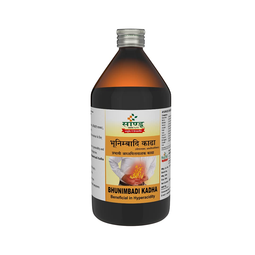 Sandu Bhunimbadi Kadha 450 ml Ayurvedic liquid in glass bottle