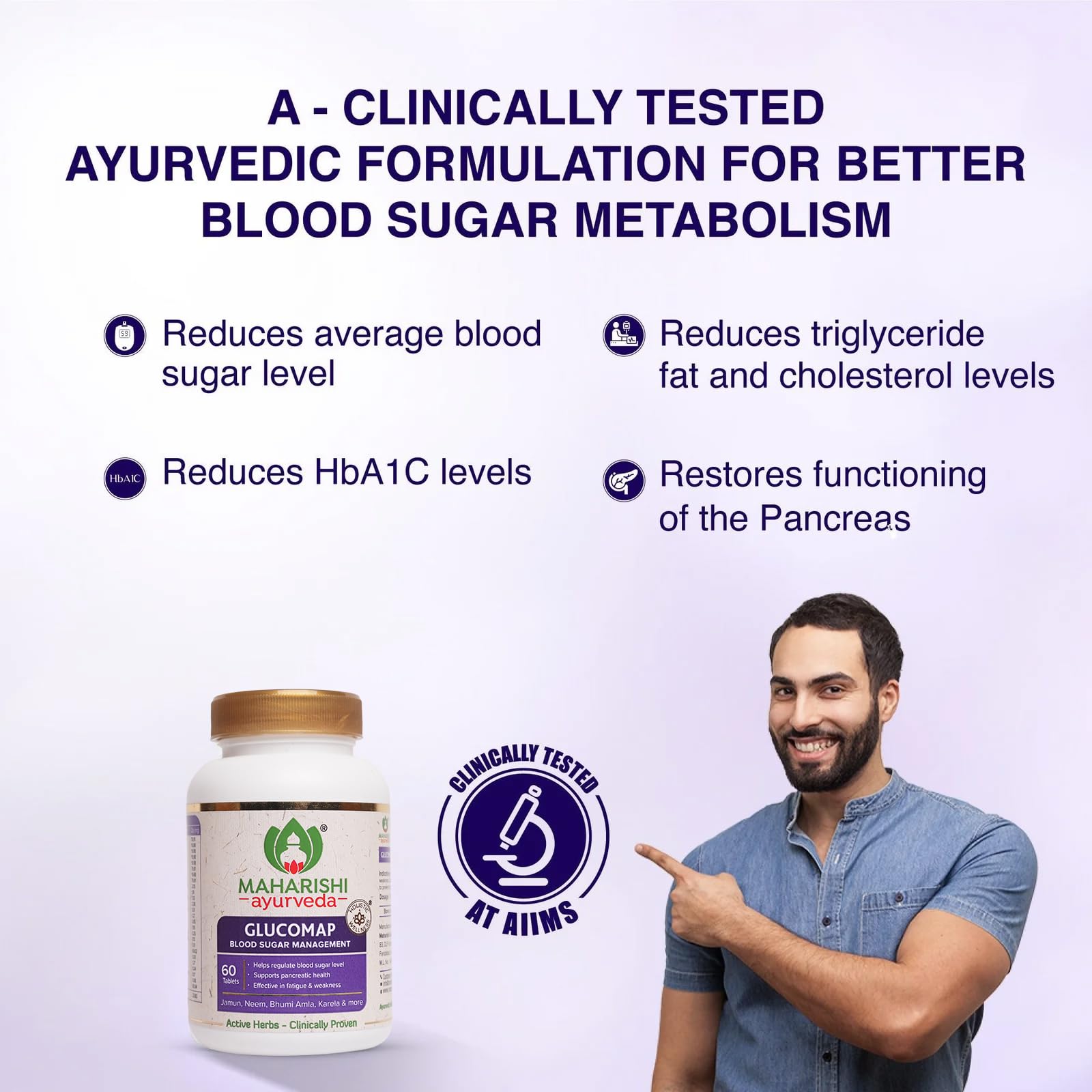 Maharishi Ayurveda Glucomap For Diabetes Management With Jamun,Karela,Neem,Arjuna Help Control Blood Sugar Levels Natural Glucose Regulator Helps In Blood Sugar Metabolism 60 Tablets Pack Of 1 – view 6