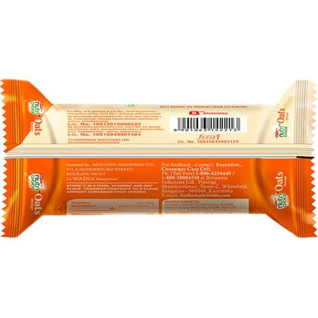 Britannia NutriChoice Oats Cookies - Orange With Almonds, Healthy Snack, Fibre Enriched, 75 g – view 2