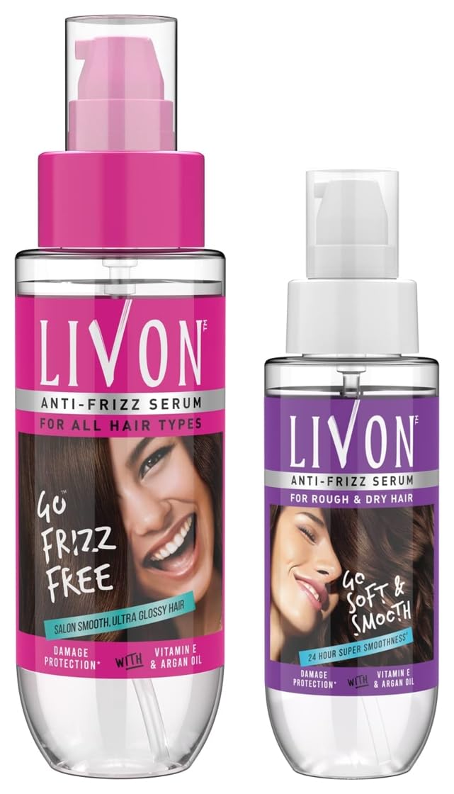 Livon serum set for frizz-free smooth glossy hair, 100 ml and 50 ml