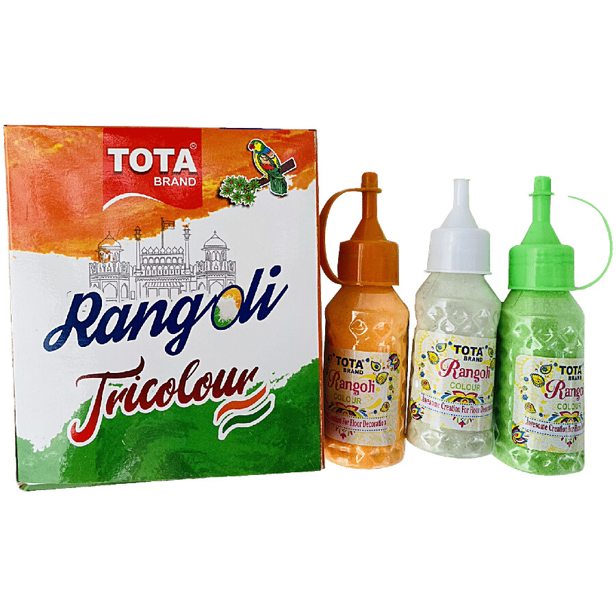 Tota Rangoli Tricolour Powder - For Holi, Assorted Colours 100 g