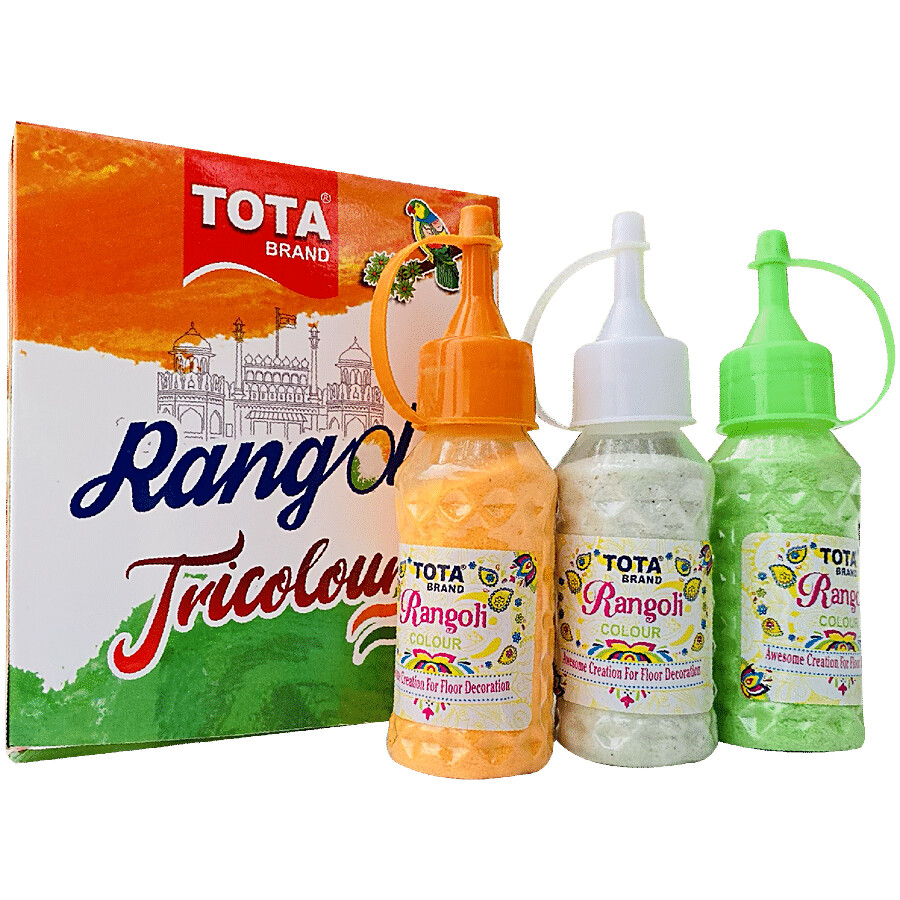 Tota Rangoli Tricolour Powder - For Holi, Assorted Colours 100 g – view 5