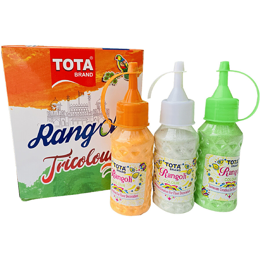 Tota Rangoli Tricolour Powder - For Holi, Assorted Colours 100 g – view 6