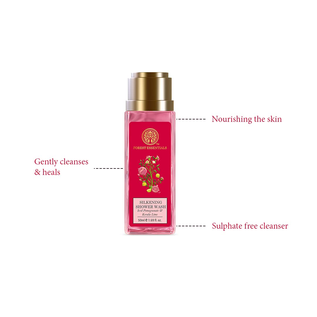 Forest Essentials Travel Size Silkening Shower Wash Iced Pomegranate & Kerala Lime & Forest Essentials Silkening Shower Wash Indian Rose Absolute Combo – view 4