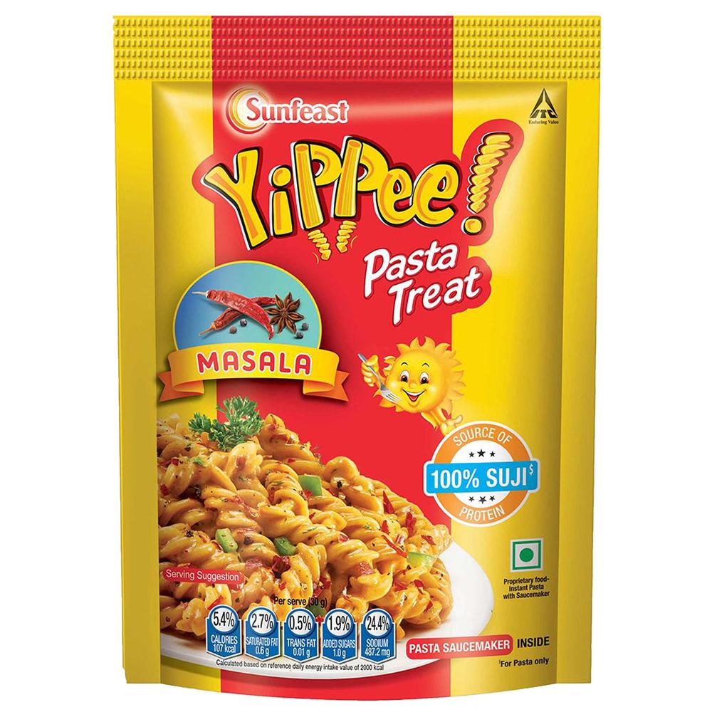 Sunfeast YiPPee masala instant pasta retail pouch front view