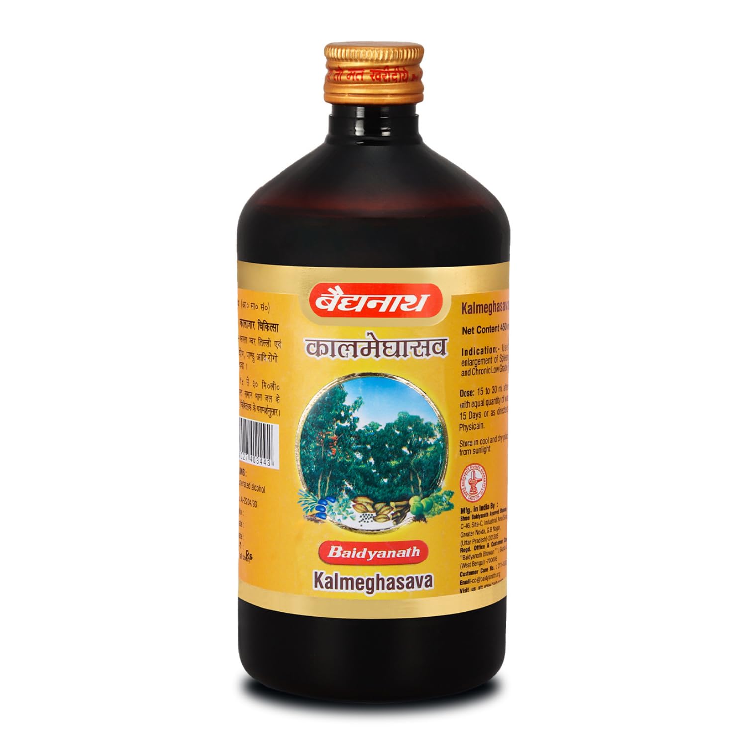 Herbal Kalmeghasav liquid tonic bottle for adults, 450 ml