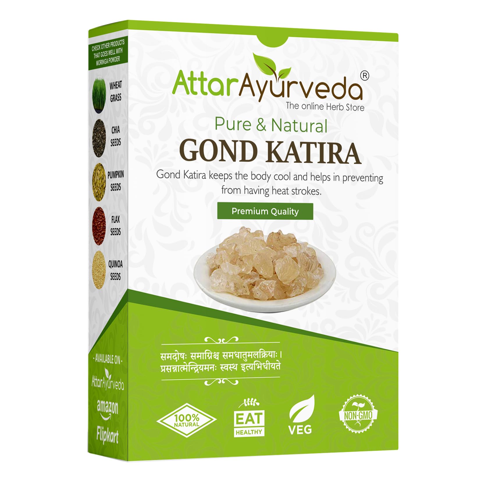 Front pack of Attar Ayurveda tragacanth gum 200 g
