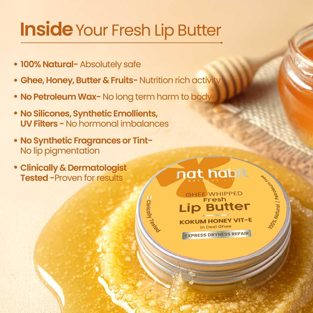 Nat Habit Kokum Honey Lip Balm Fresh Infused Lip Butter With Desi Ghee & Raw Honey For Lip Pigmentation, Lightening, Lip Repair, Dark And Chapped Lips 8gm- (Pack of 2) – view 5